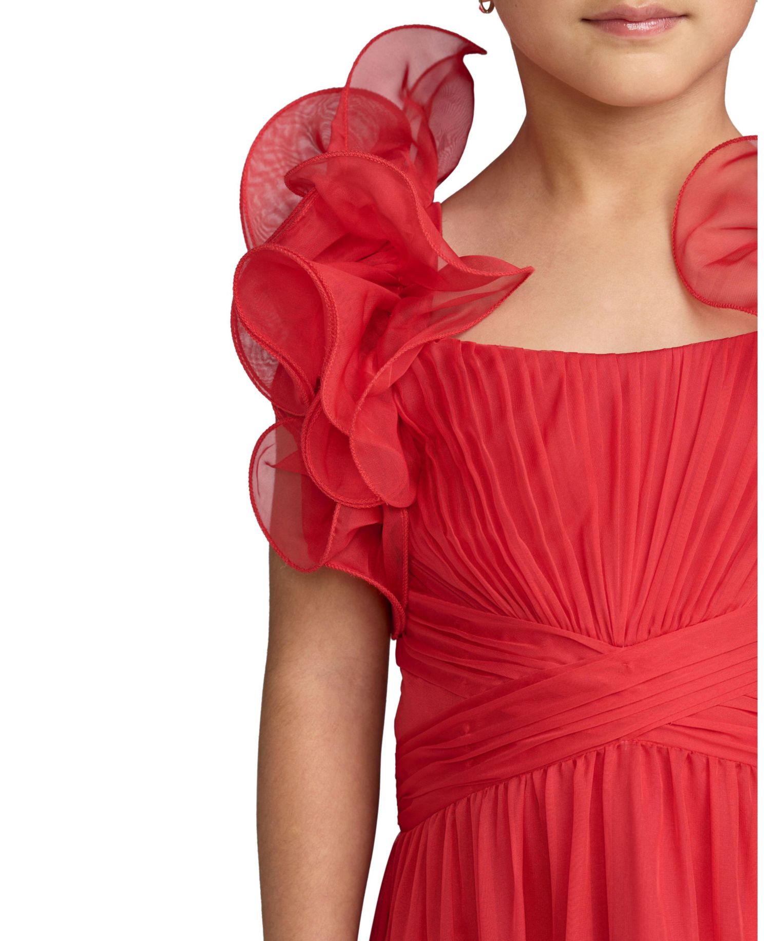 Big Girls 2-14 Children's Ruffle Shoulder Chiffon Gown