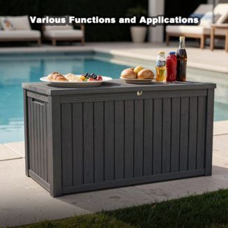 ZENY 180 Gallon Large Outdoor Storage Box: Waterproof Resin