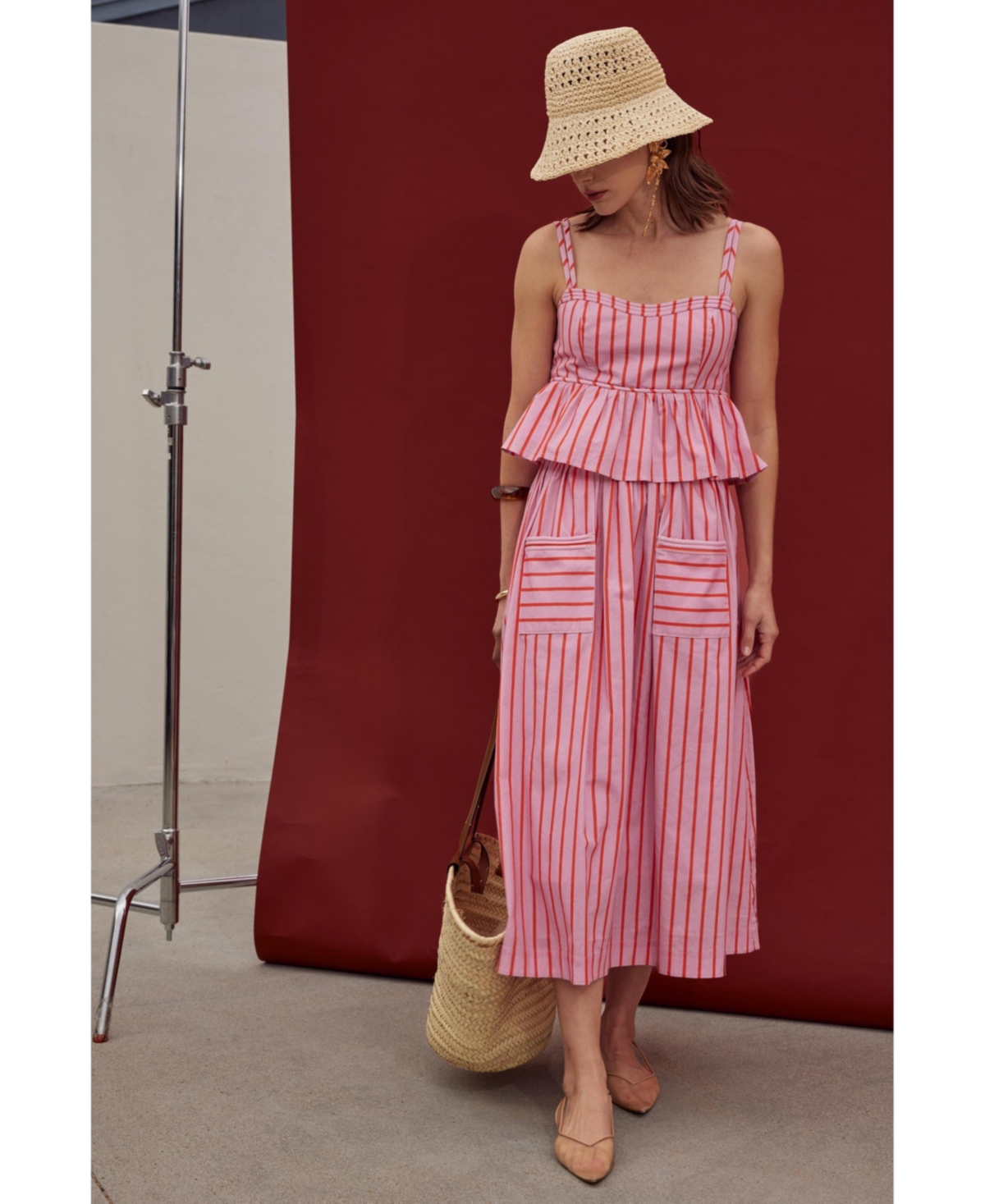 English Factory Women's Striped Midi Skirt