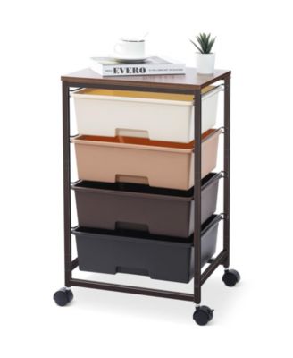 4-Tier Mobile Storage Cart with Drawers