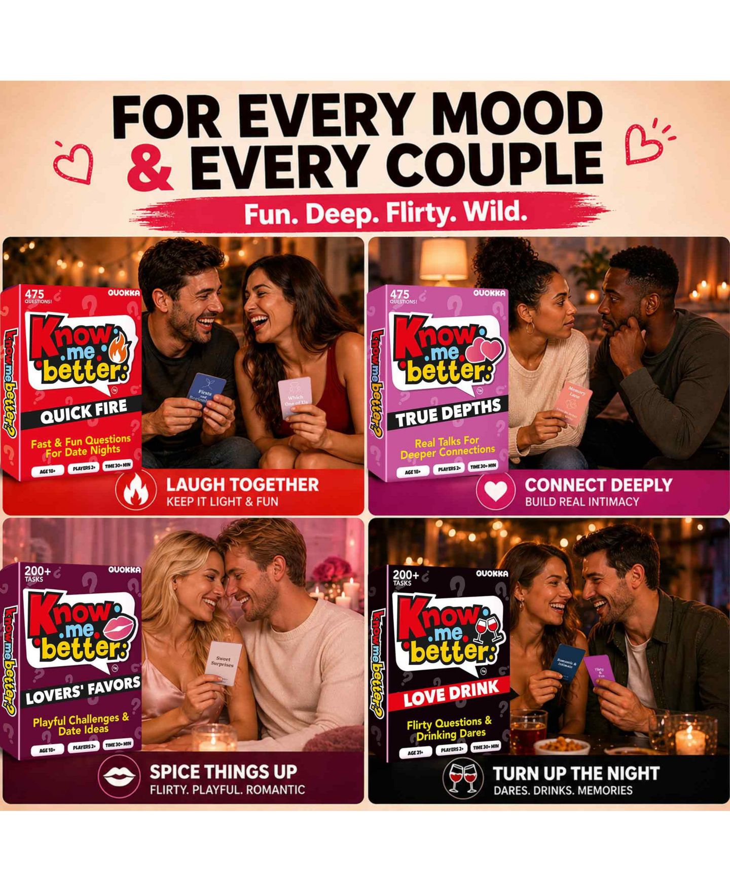 Детские карточные игры Quokka Couples Card Game Collection, 4-Game Set, от 14 лет, цвет: 4 Couples Games — фото 3