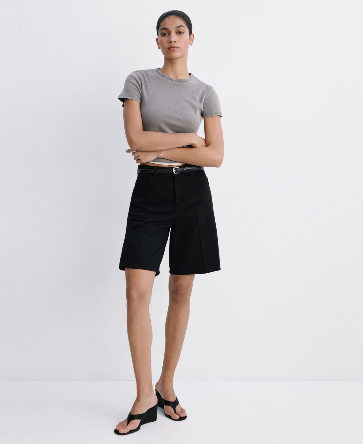 Women's High-Waist Straight-Fit Denim Shorts