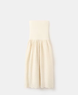 Women's Openwork Embroidery Strapless Dress