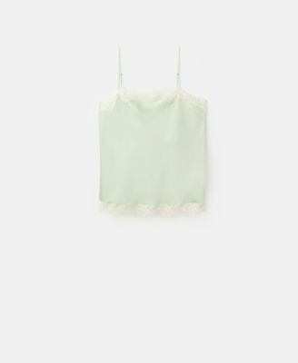 Women's Lace Detail Satin Top
