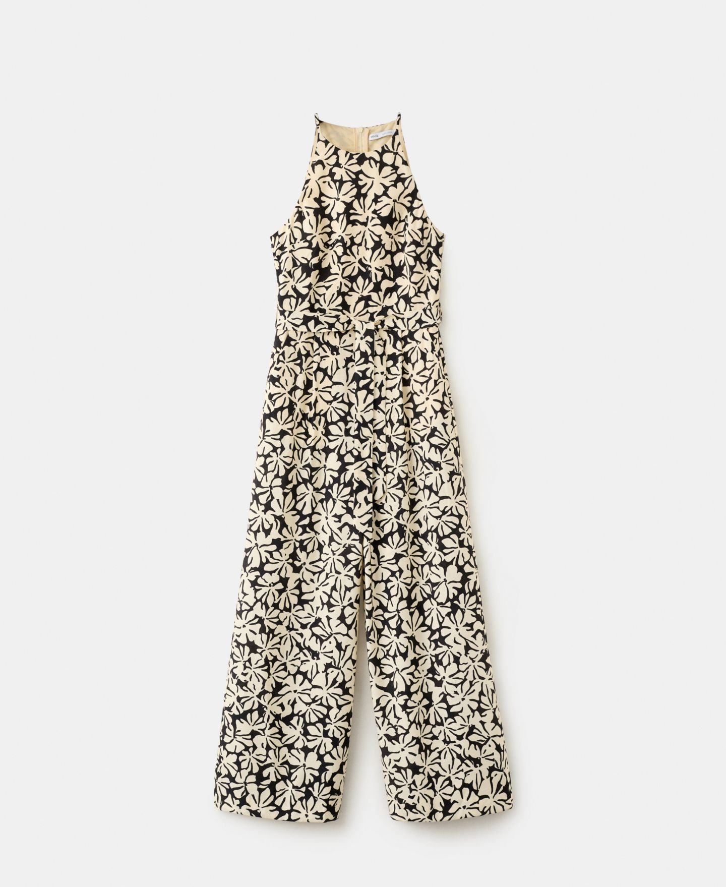 Женский комбинезон MANGO Belted Floral-Printed Jumpsuit, цвет: Чёрный — фото 1