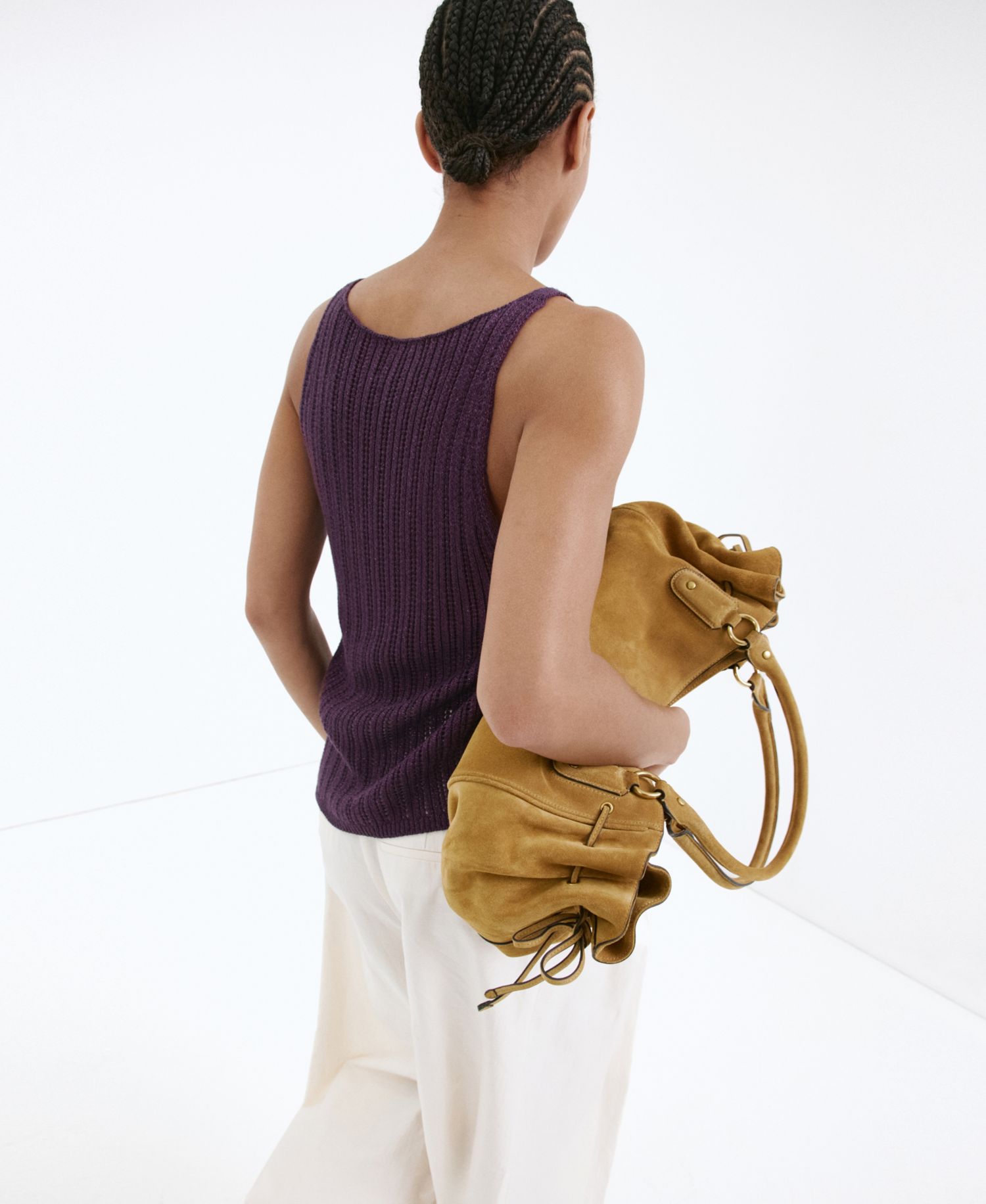 Women's Metallic Openwork Knit Top