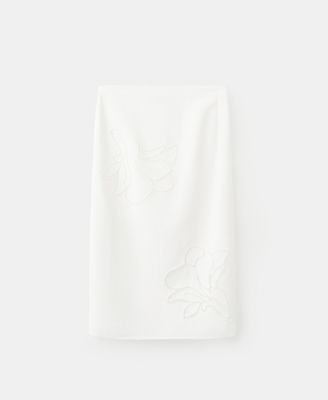 Women's Floral Embroidered Linen Skirt
