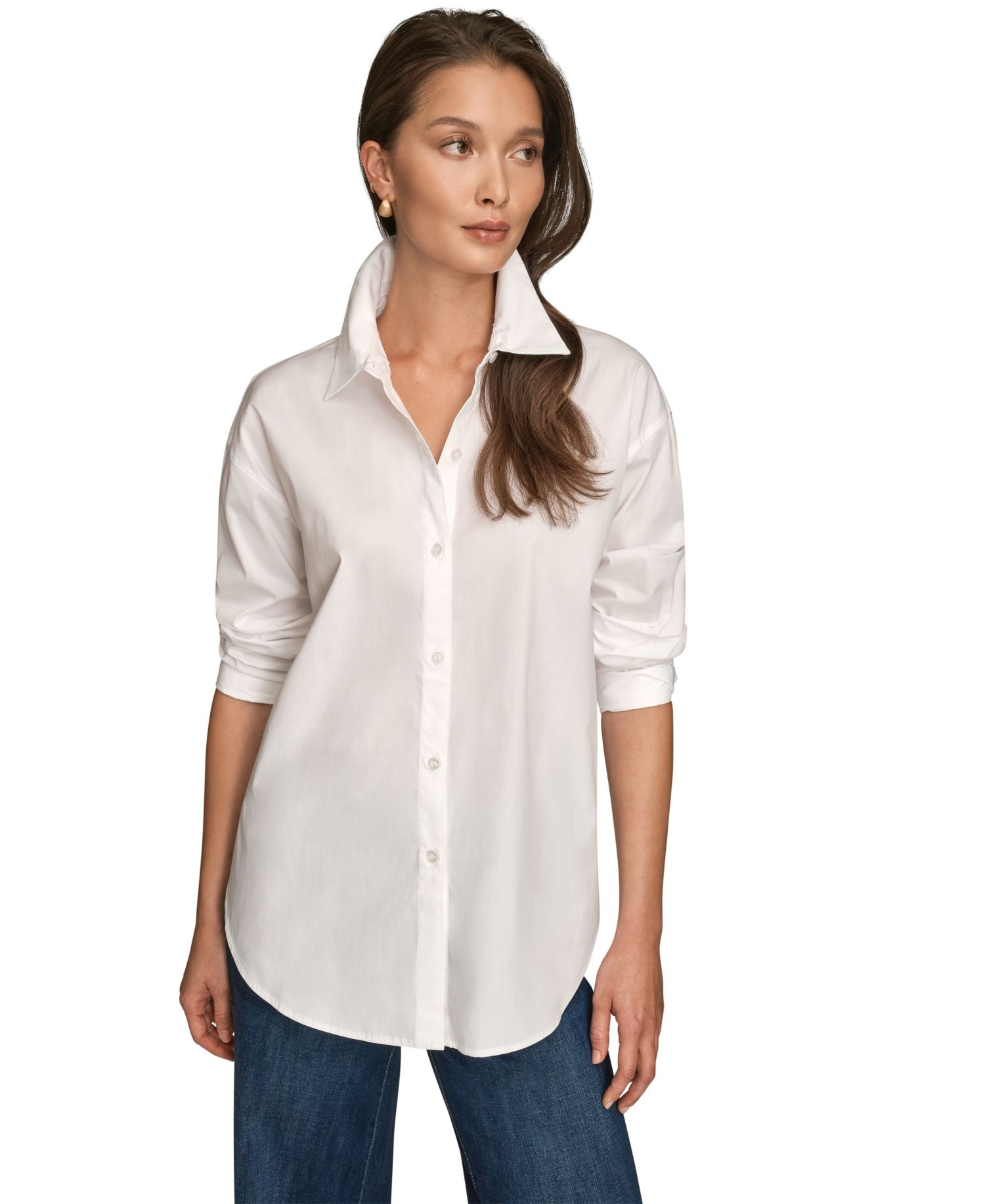Women's Stretch Poplin Button-Down Shirt