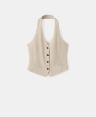 Women's Buttons Halter-Neck Vest