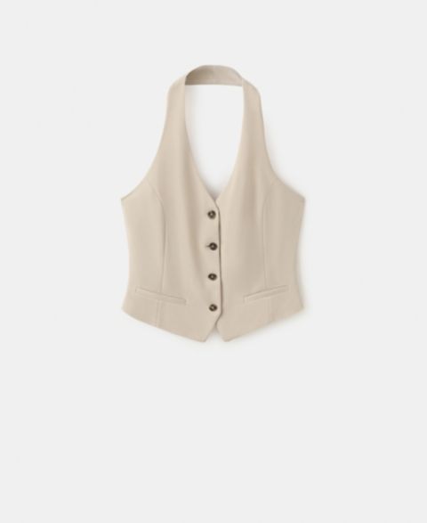Женский жилет Mango Buttons Halter-Neck Vest, цвет: Песочный