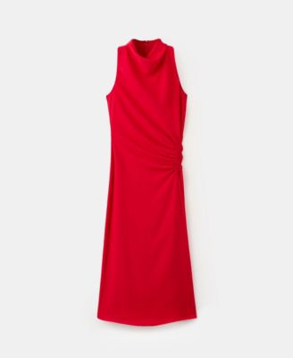 Women's Draped Neckline Ruched Dress