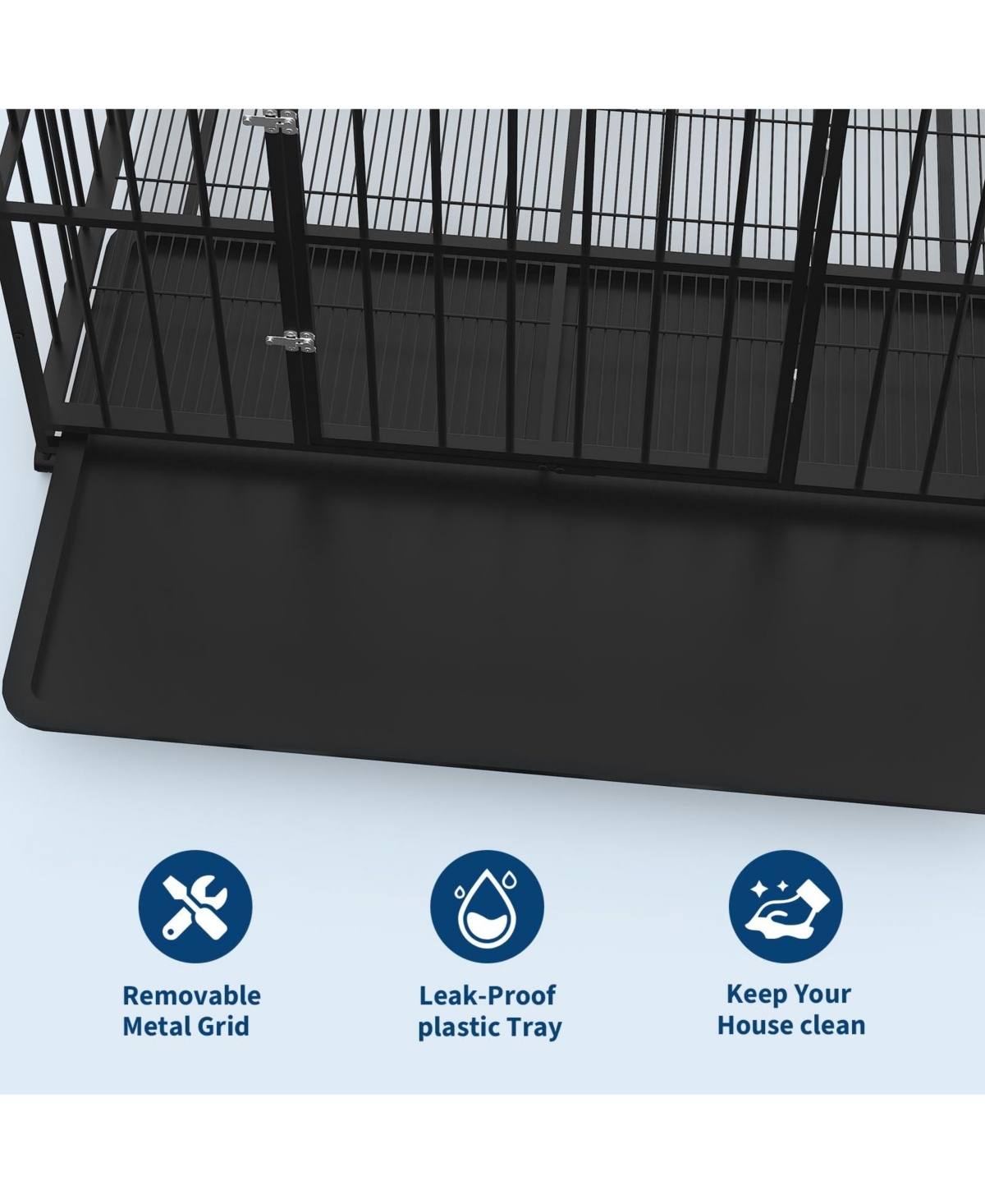 homfan Heavy Duty Dog Crate for Large Breeds, Steel Kennel with Locking Wheels