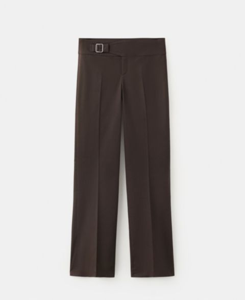 Женские брюки Mango Belt Straight-Fit, цвет: Шоколадный