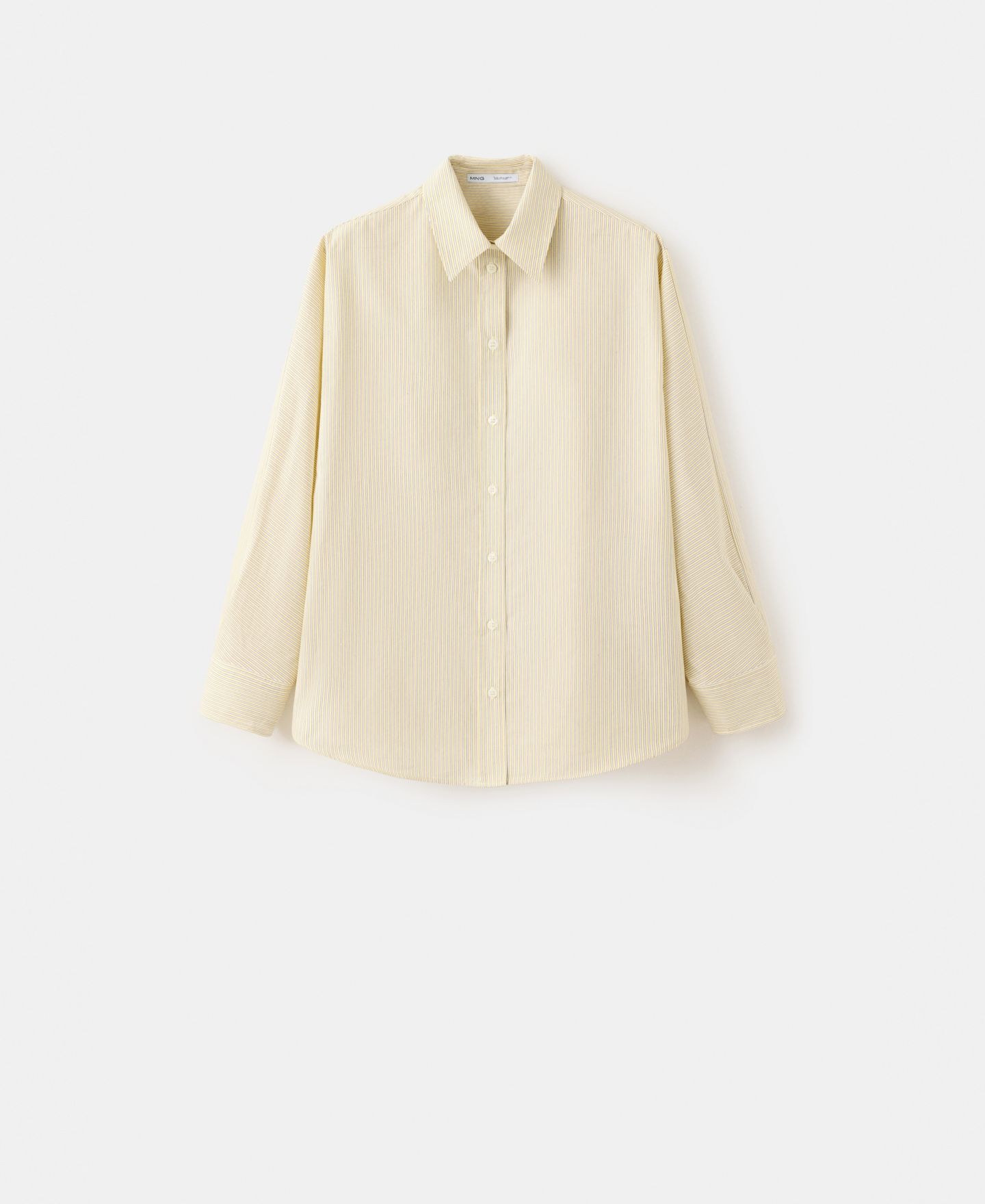 Женская рубашка Mango Striped Poplin, цвет: Пастельный жёлтый — фото 1