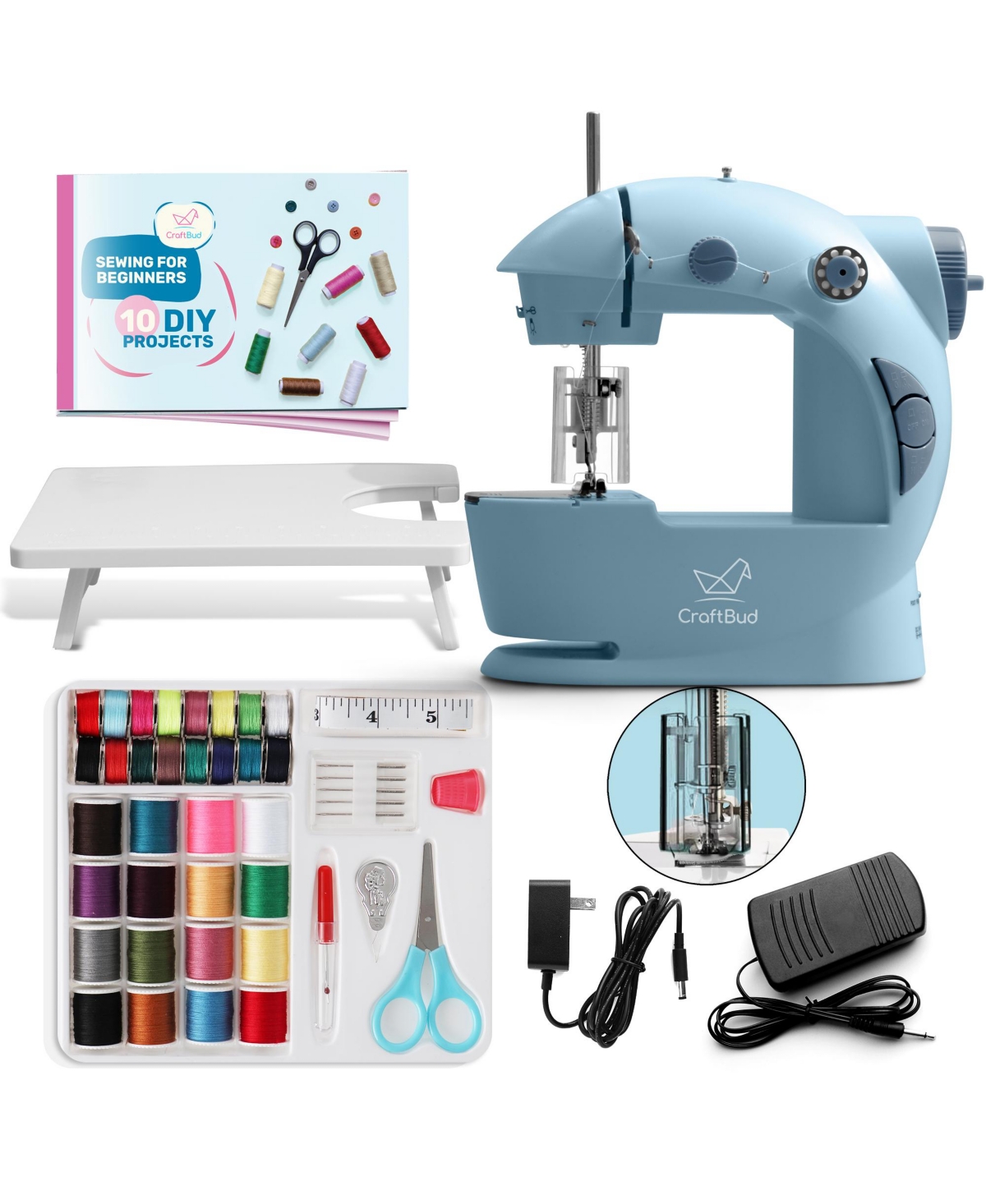 Clara Clark Mini Portable Sewing Machine & Complete Supplies Kit for Beginners and Kids - 48 Piece