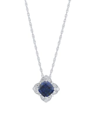 Lab-Grown Sapphire (1-9/10 ct. t.w.) & Sapphire (1/8 ct. t.w.) Pendant Necklace in Sterling Silver (Also Available in Ruby)