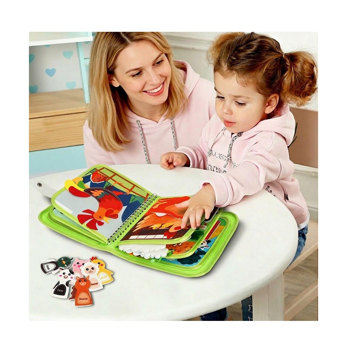 Cowin Busy Board Farm Busy Book Developing Sensory Board Montessori Toys for Toddler