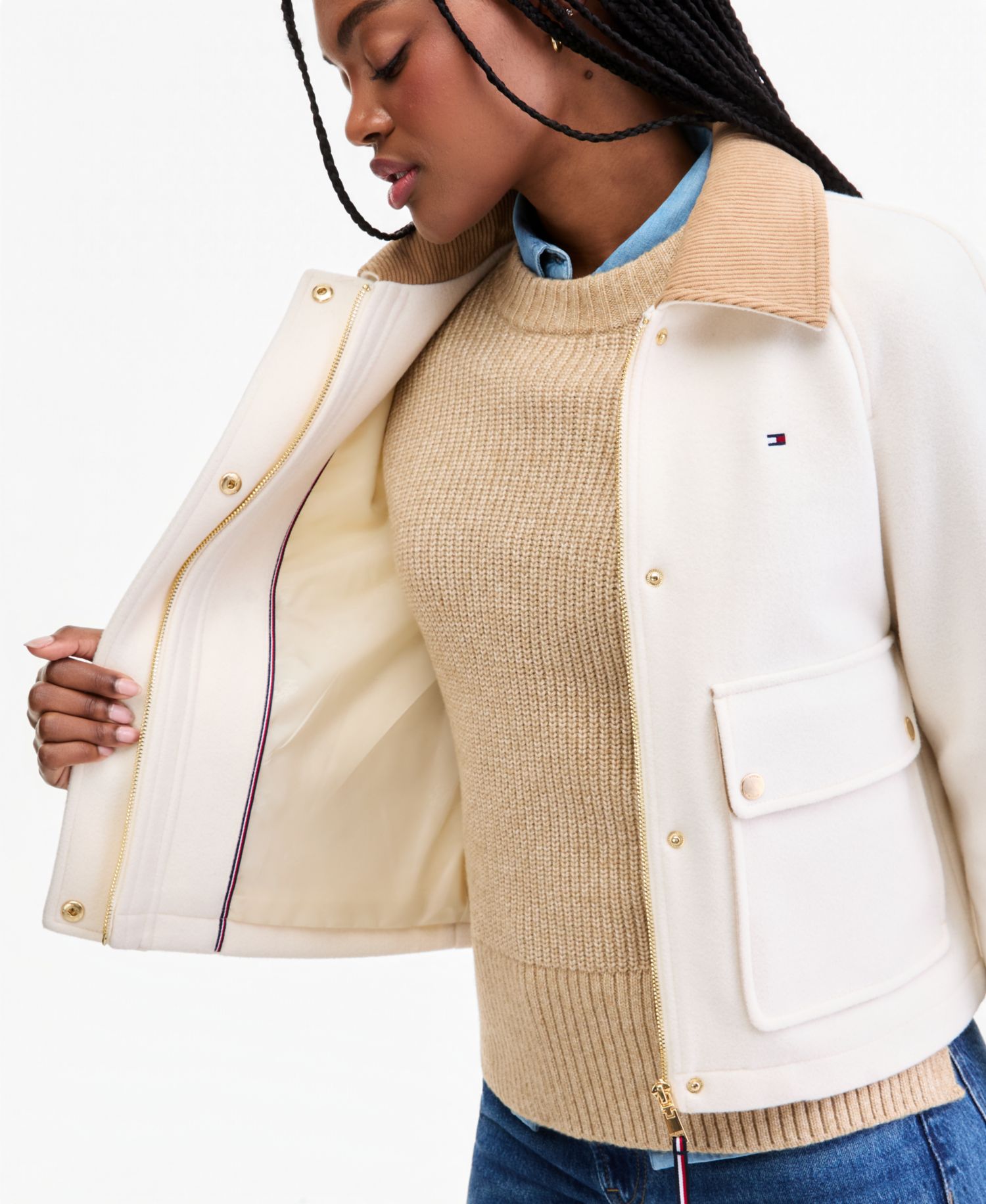 Women's Corduroy Collar Bomber Jacket