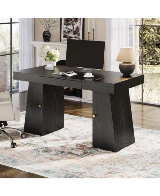 Modern Computer Desk, Large Office Desk with Drawer and Storage Cabinets, Gaming Study Desk for Home Office
