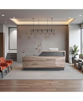 Reception Desk with Drawer Cabinet Computer Workstation for Checkout, Lobby