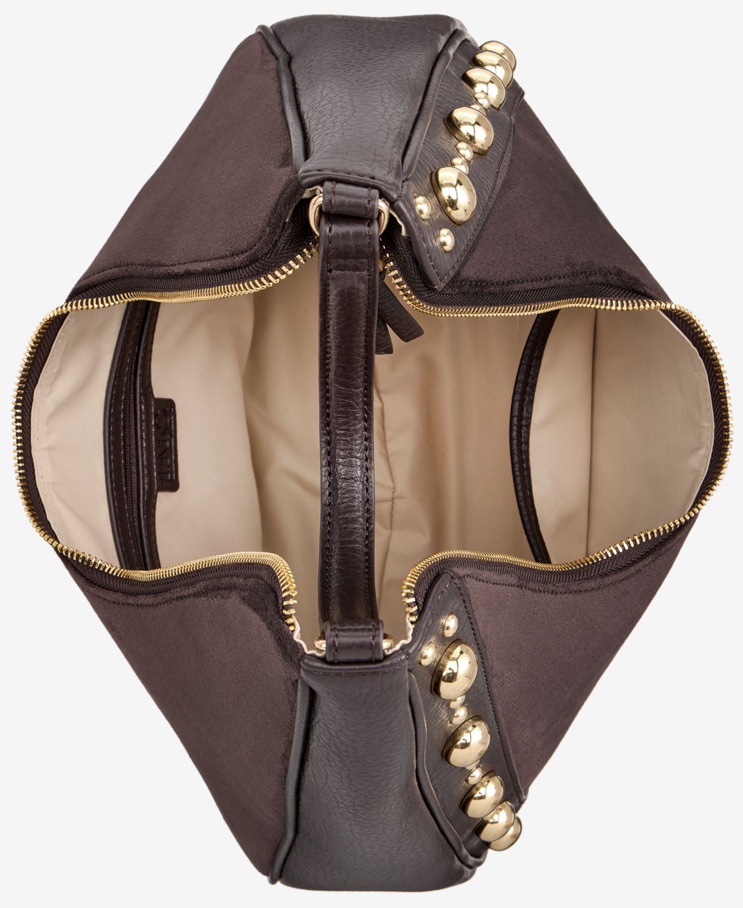 Kyel Faux Suede Studded Hobo Bag