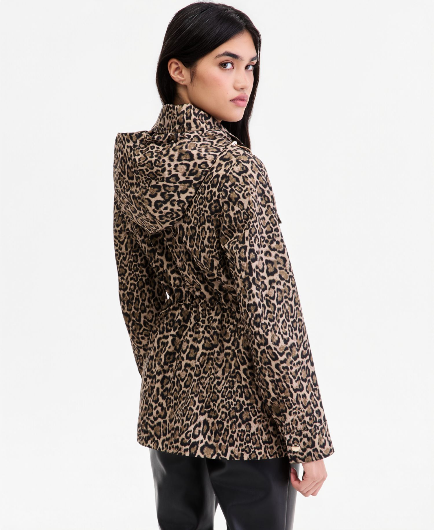 MICHAEL Women's Hooded Leopard-Print Anorak Jacket, Created for Macy's