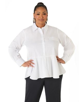 Plus Size Peplum Poplin Shirt