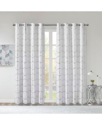 Total Blackout Metallic Print Grommet Top Curtain Panel