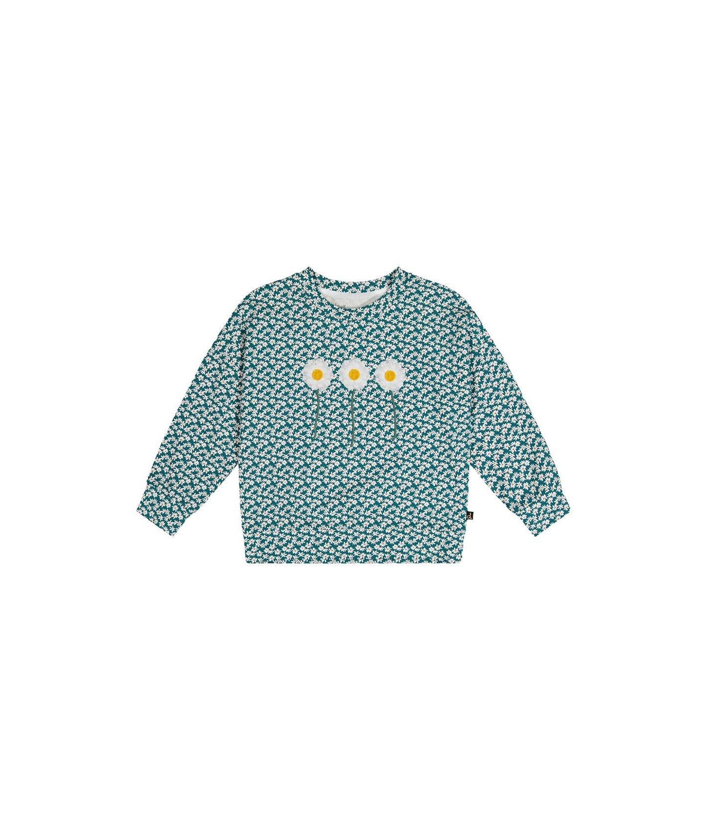 Футболка Deux par Deux Printed Jersey Long Sleeve для девочек-малышей, цвет: Зелёный с принтом — фото 1