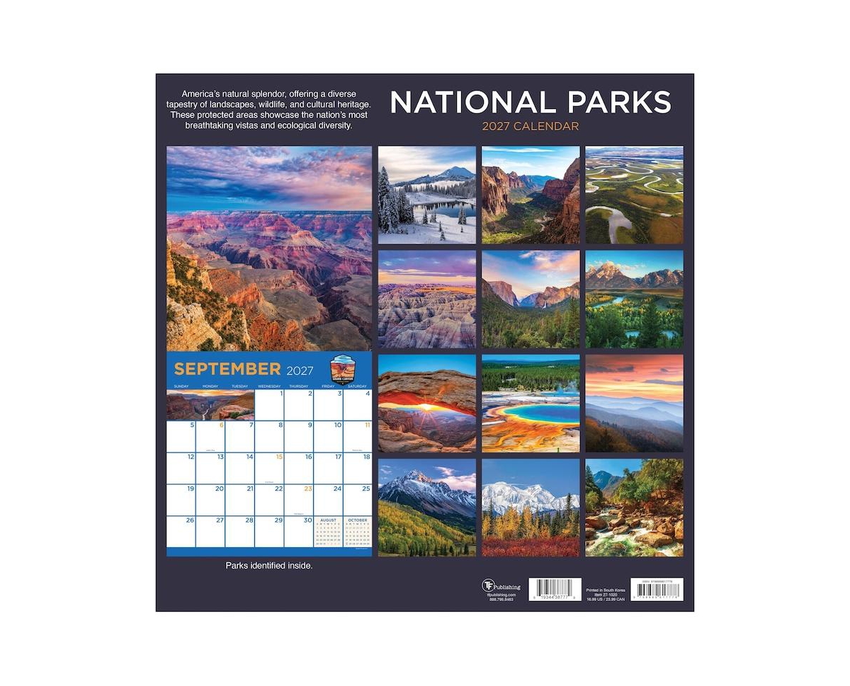 Tf Publishing Paper Goods 2027 National Parks Wall Calendar