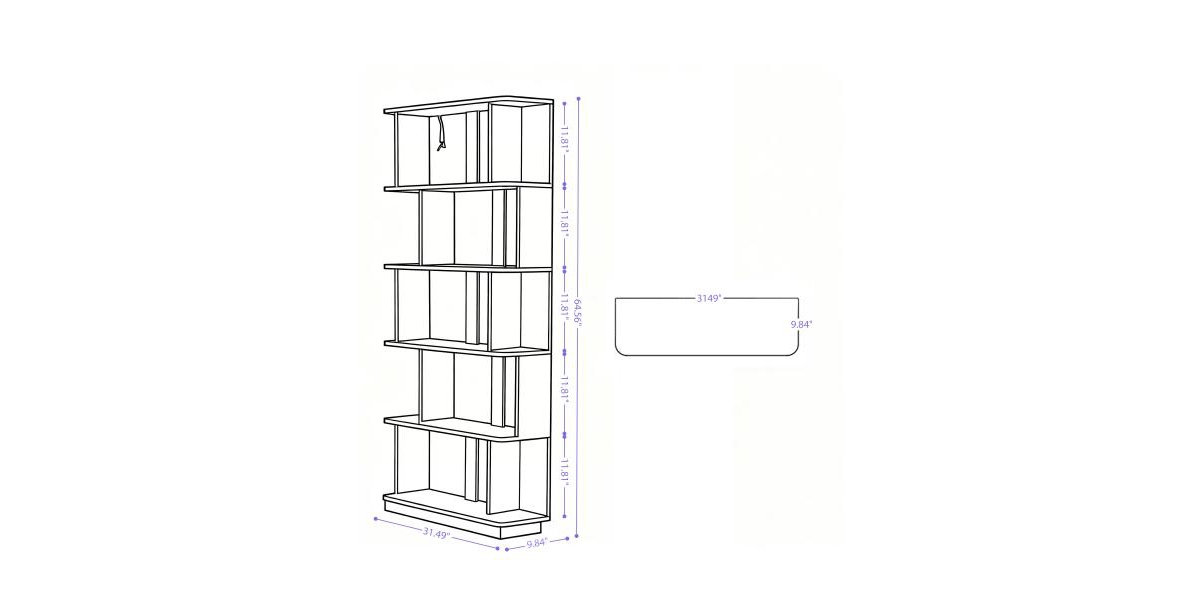 Flynama 64.56 Inch 5-Tier Open Mdf Bookshelf Free Combination Anti-Tip Design Household Display Shelf