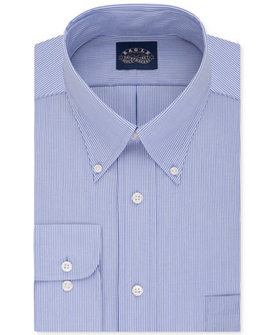 Eagle Men's Big & Tall Classic-Fit Stretch Collar Non-Iron Blue Stripe Dress Shirt