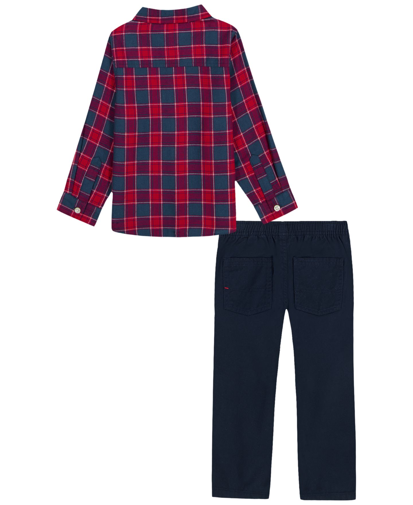 Детский комплект Tommy Hilfiger для мальчиков 2T-5T: клетчатая рубашка и брюки, цвет: Красный клетчатый / Тёмно-синий — фото 7