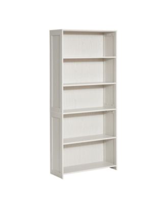 68.3 Inch White 5-Tier Wide Anti-Tip Freestanding Open Bookshelf