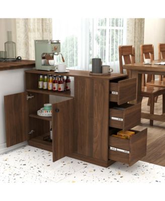 Kitchen Counter Cabinet with Sliding Glass Doors