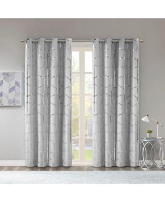 Total Blackout Metallic Print Grommet Top Curtain Panel