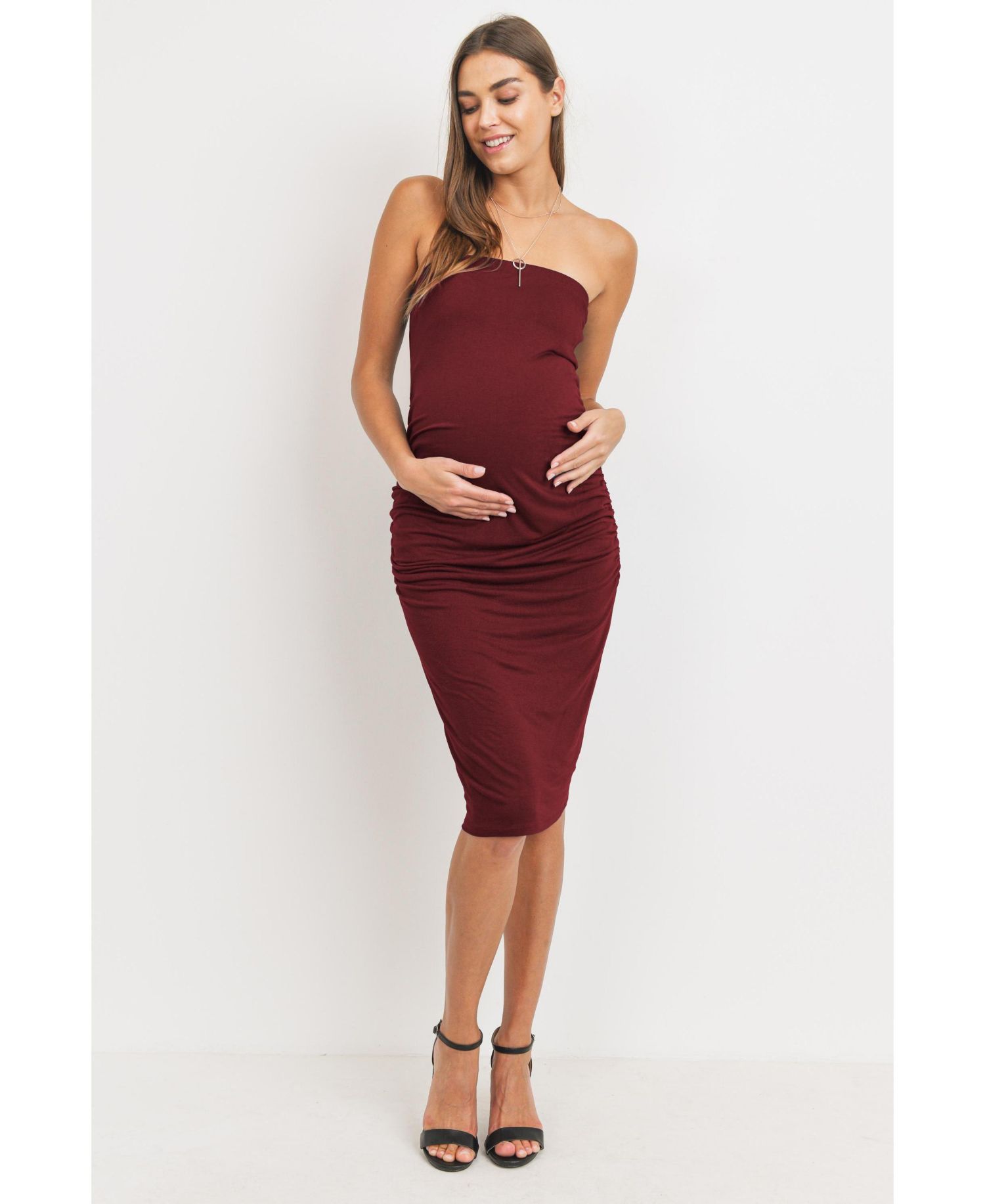 Women's Ruched Strapless Bodycon Dress