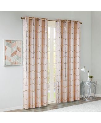 Total Blackout Metallic Print Grommet Top Curtain Panel