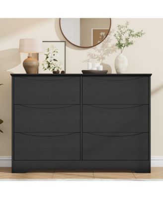 Spacious Storage Solution Wooden Dresser, 6 Deep Drawers Tall Cabinet for Bedroom, Living Room, Hallway, Kids Room, Wide Top Organizer