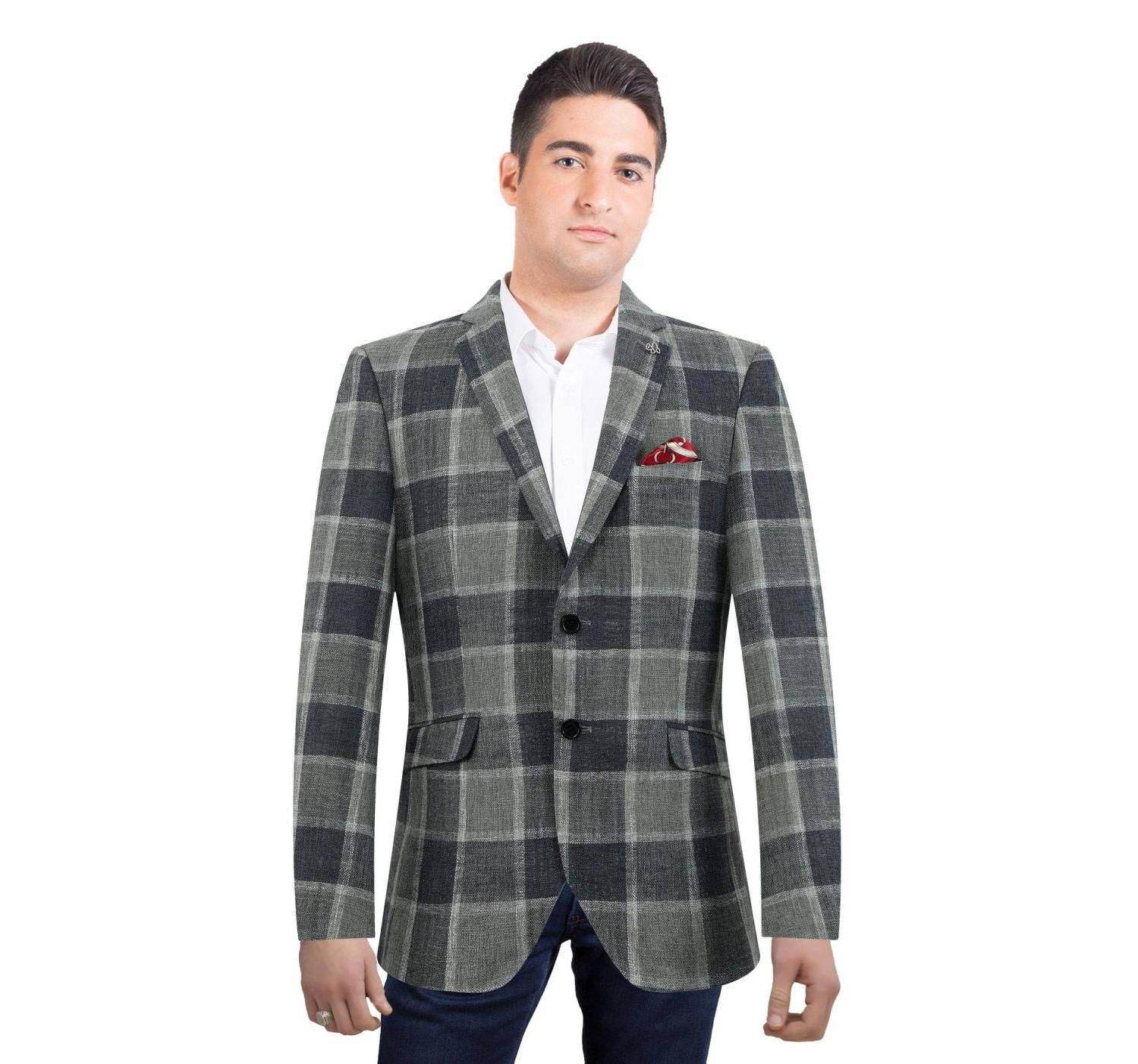 Men's Slim Fit Big Plaid Sports Blazer