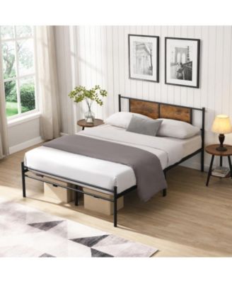 Queen Size Steel Platform Bed Frame with Under-Bed Storage, Heavy Duty Metal Slats, Noise-Free, No Box Spring Needed