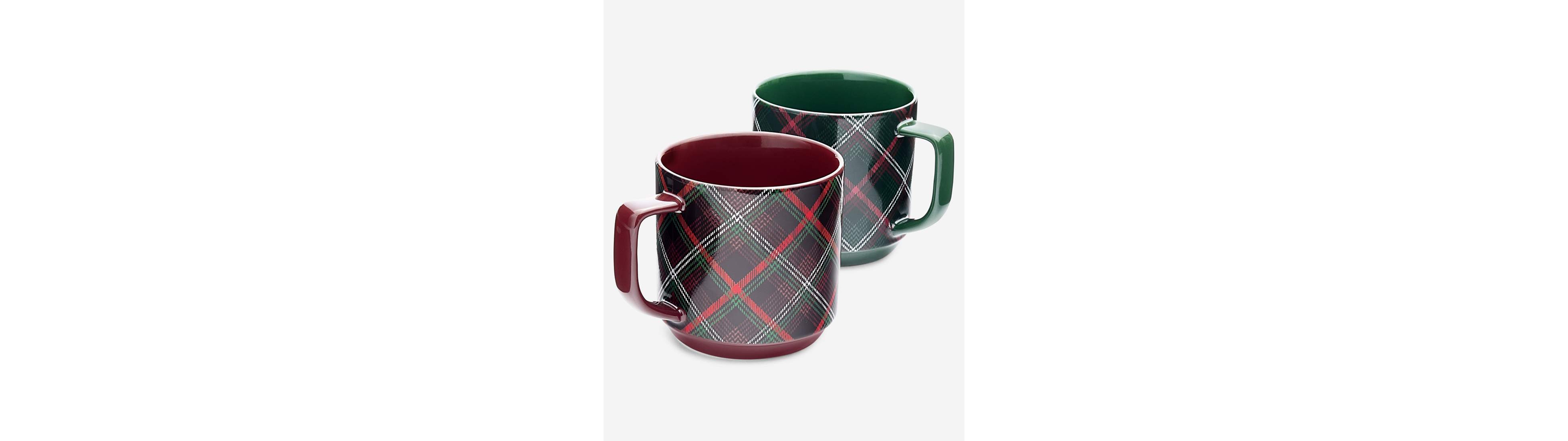 Macy's The Cellar Ceramic Plaid Mugs, Set of 2, Macy's Exclusive