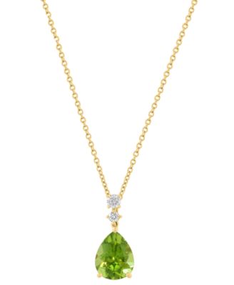Peridot (2-1/2 ct. t.w.) & Diamond (1/10 ct. t.w.) Pendant Necklace in 14k Yellow Gold