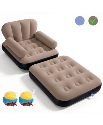 Convertible Inflatable Sofa Bed Flocked PVC Pull Out Couch