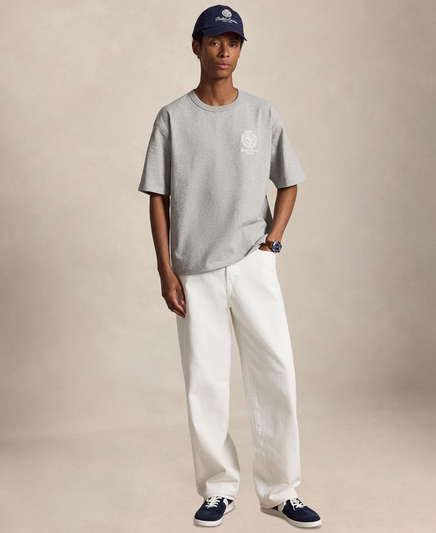 Мужская футболка Polo Ralph Lauren Jersey Graphic Relaxed-Fit, цвет: Меланжевый — фото 2