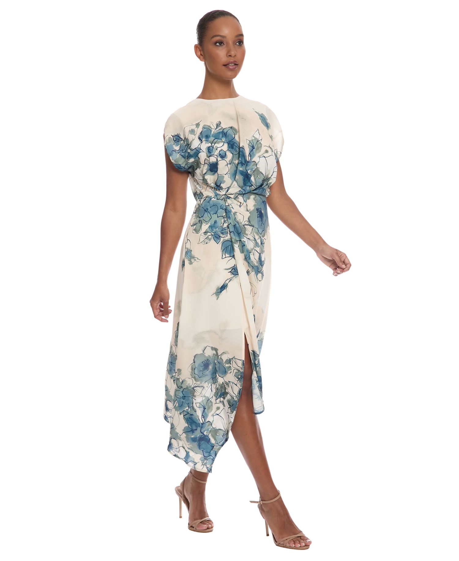 Women's Asymmetrical Floral Midi Dress