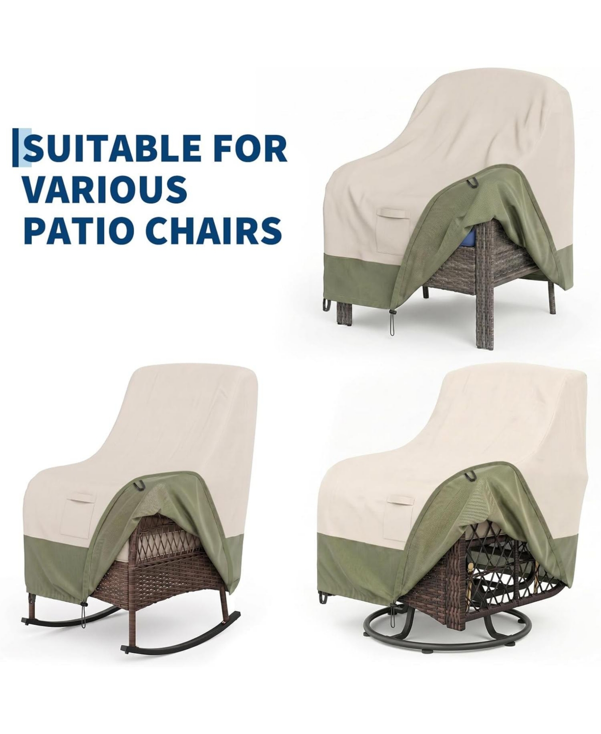 homfan Beige Patio Chair Covers Set of 4