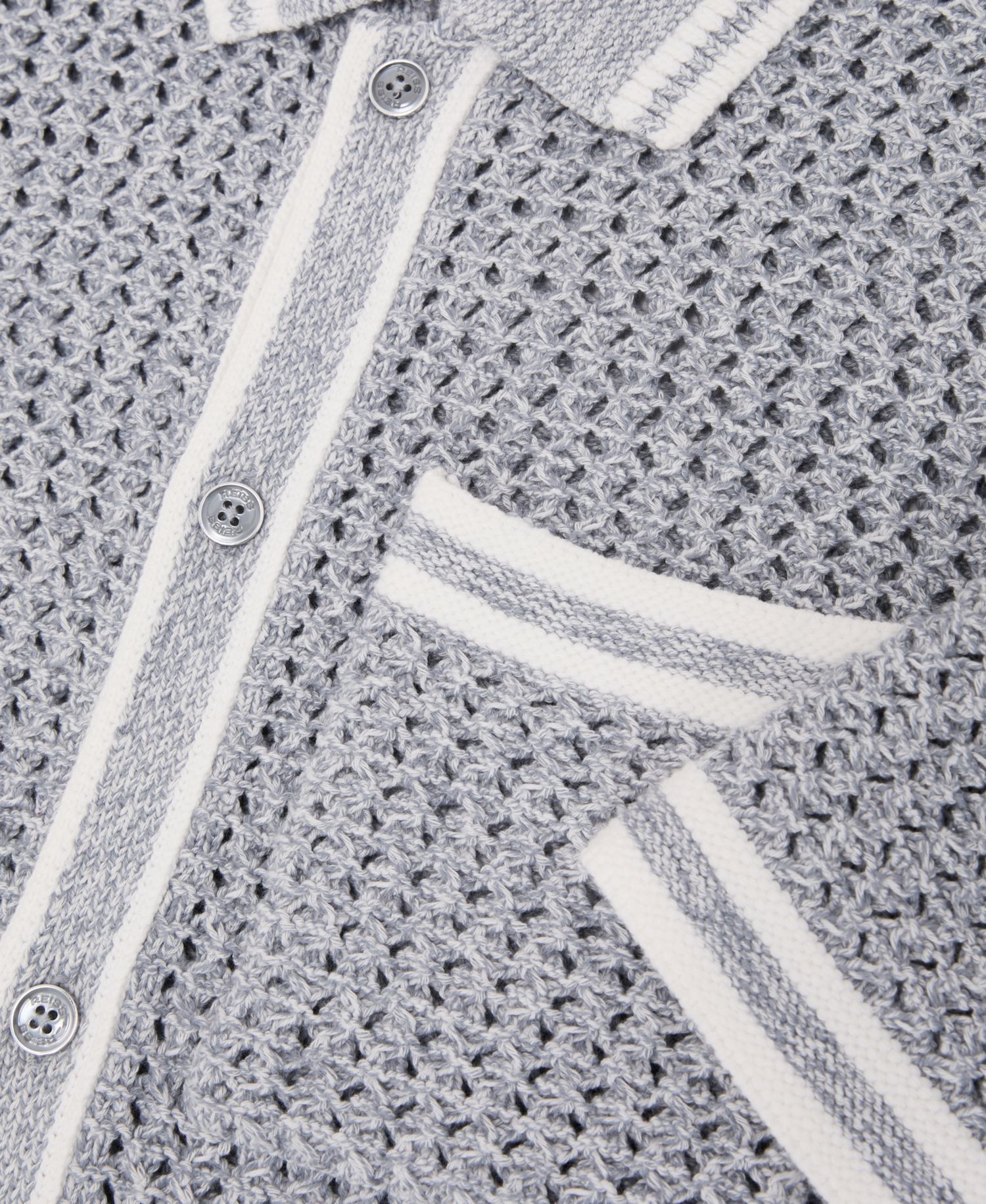 Men's Meadows Button Through Crochet Shirt