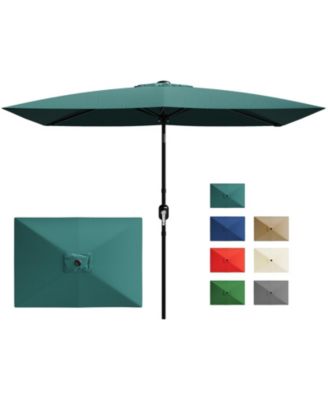 Rectangular Patio Umbrella with Sun Protection, Crank and Push-Button Tilt, 6 Strong Ribs for Garden, Deck, Lawn and Poolside