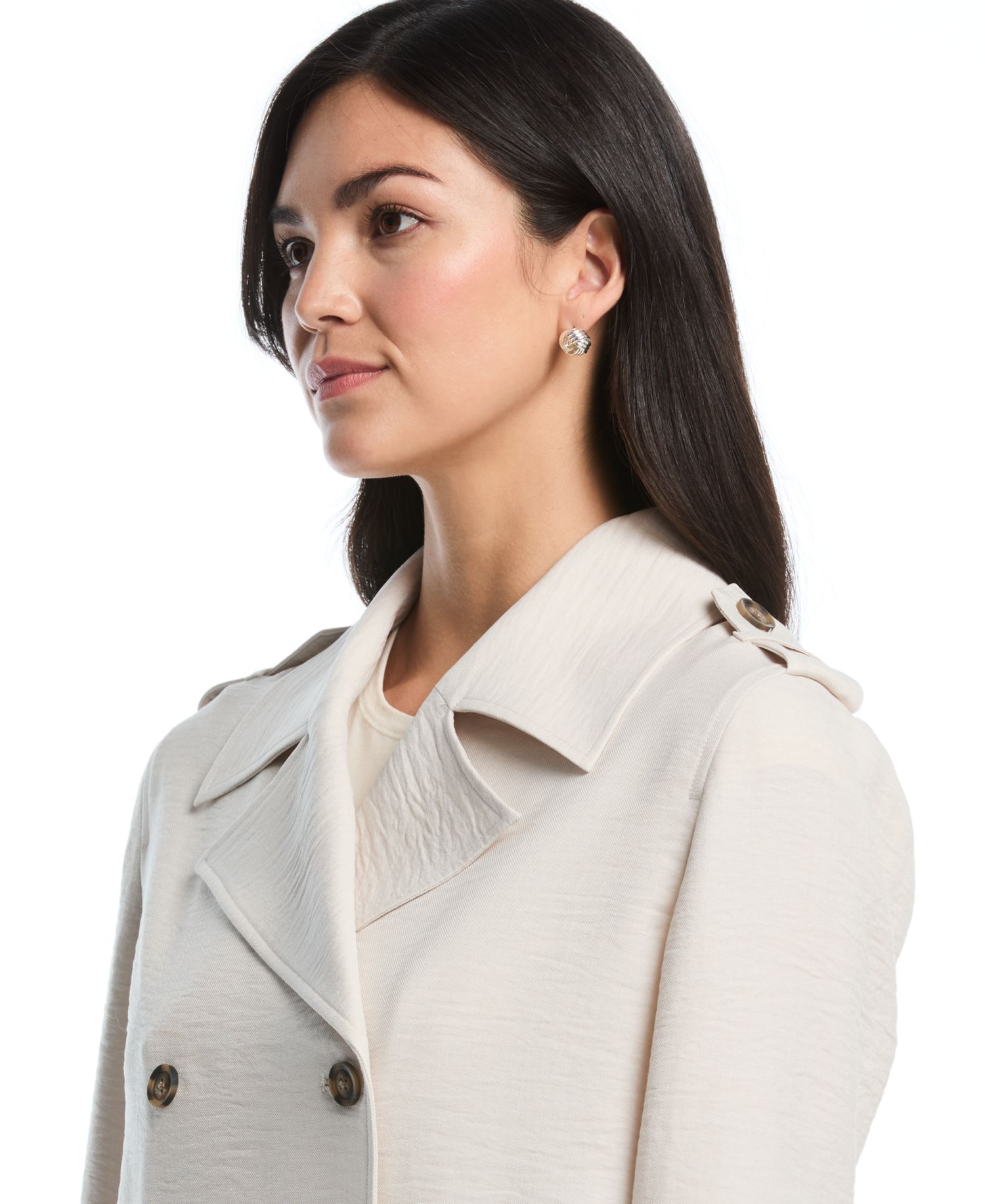 Petite Long Sleeve Trench Jacket